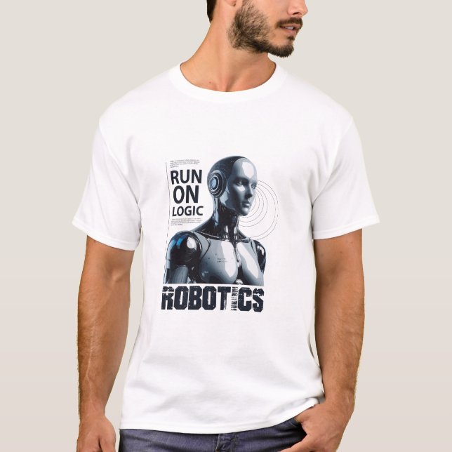 Run On Logic" Humanoid Robot T-Shirt | Funny Progr (Devant)