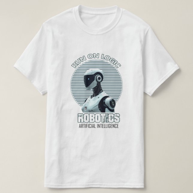 Run On Logic | T-Shirt Robot Humanoïde Moderne d'I (Design devant)