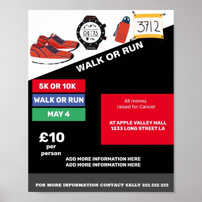 RUN OR WALK  fundraiser  poster (Devant)