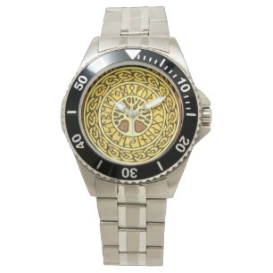 Runes de Viking avec la montre d'acier inoxydable