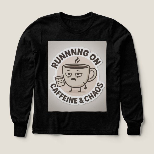 Running on Caffeine & Chaos Funny Coffee Sticker (Motif recto)
