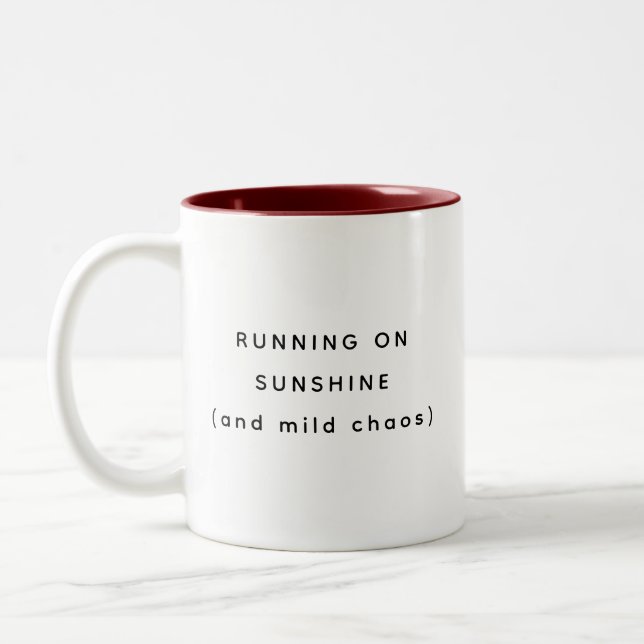 Running On Sunshine Happy Humor Two-Tone Mug (Gauche)