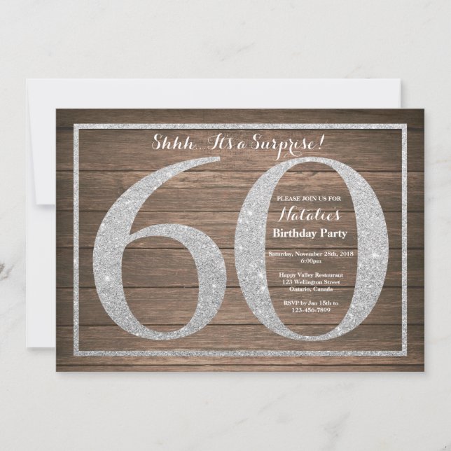 Rusic Surprise 60e anniversaire Invitation Argent (Devant)