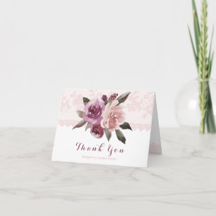 Russe aquarelle dentelle fleurie mariage Merci