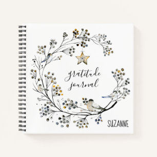 Russe Berry Wreath Chickadees Gratitude Journal