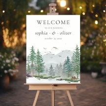 Russe Bienvenue aquarelle Bois forêt verte