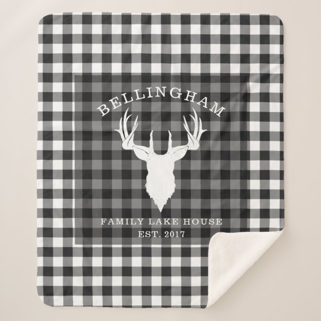 Russe Black White Lake House Plaid Famille (Devant)
