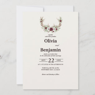 Russe Boho Deer Antlers Faire-part de mariage