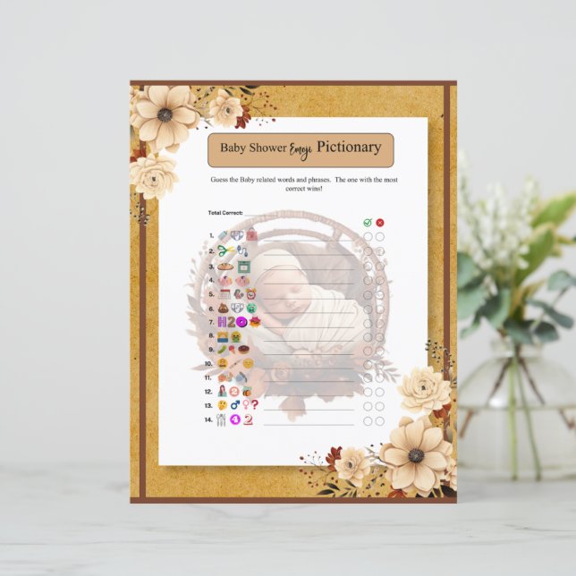 Russe Boho Floral Baby shower Emoji Jeu (Debout devant)