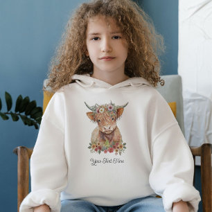 Russe Boho Highland Vache rose floral Aquarelle