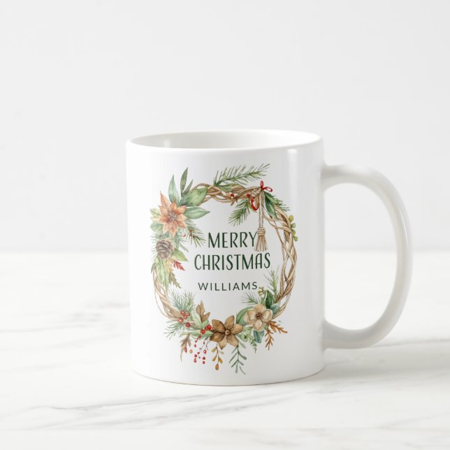 Russe Boho Noël Wreath Fête Café Mug (Droite)
