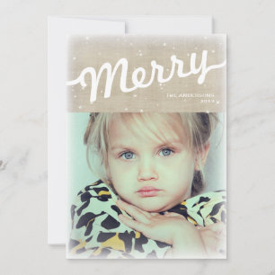 Russe Burlap Big Joyeux Carte photo de Noël