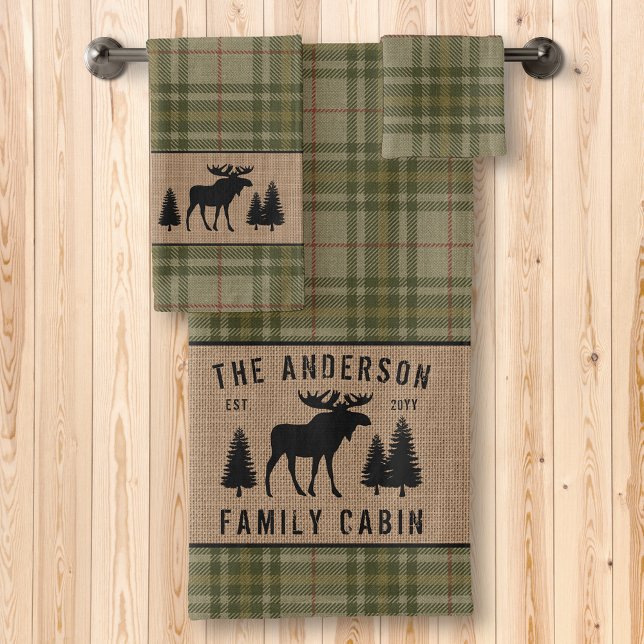 Russe Cabine de famille Moose Pine Green Plaid Bur (Créateur téléchargé)