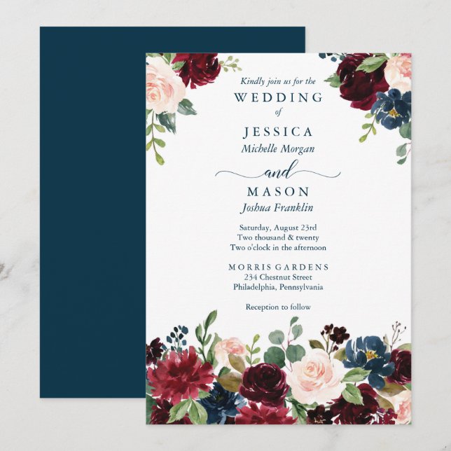 Russe Faire-part de mariage de la marine bourguign (Devant / Derrière)