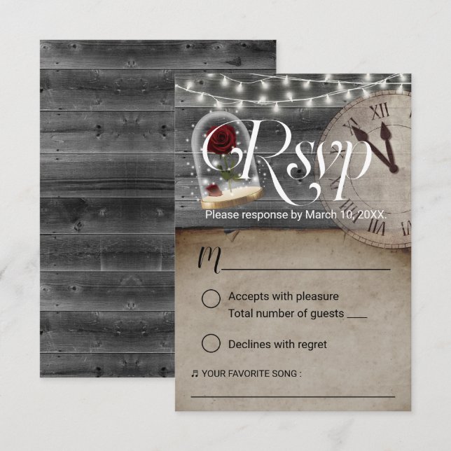 Russe Fairytale Mariage Rose verre Dome RSVP (Devant / Derrière)