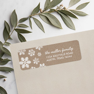 Russe Faux Kraft Snowflakes Étiquette de adresse
