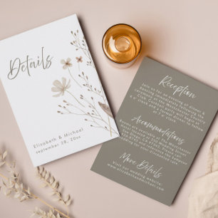 Russe Fleur sauvage Mariage Détails Carte de boîti
