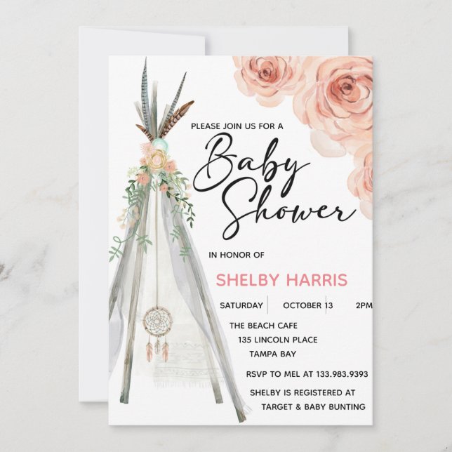 Russe Floral Boho Dreamcatcher Teepee Aquarelle (Devant)