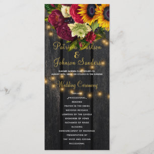 Russe floral bordeaux grange programme de mariage 