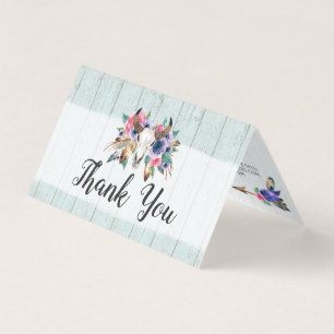 Russe Floral Vache Crâne Aquarelle Boho Merci