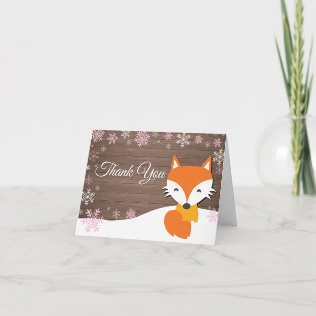 Russe Hiver Fox Snowflake Carte de remerciements r (Devant)