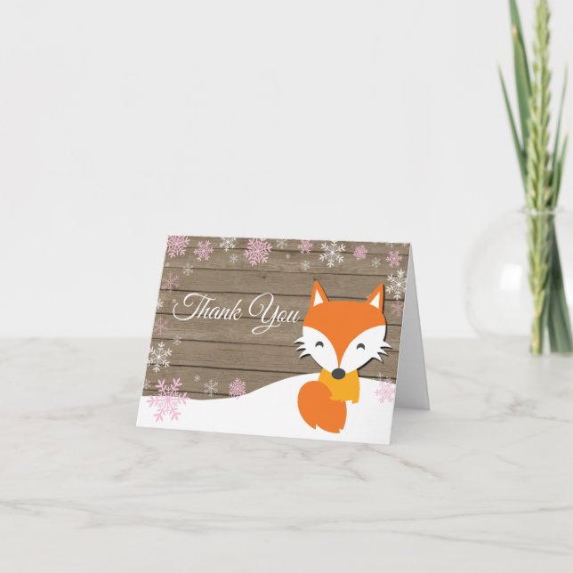 Russe Hiver Fox Snowflake Carte de remerciements r (Devant)
