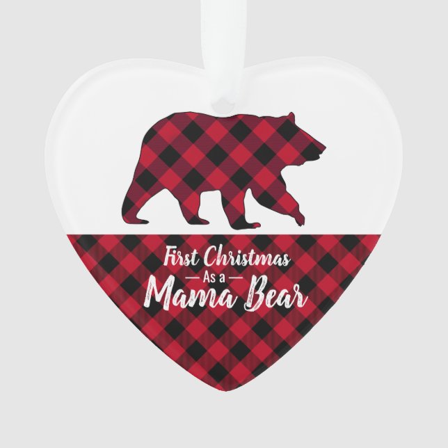 Russe Mama Bear Red Buffalo Plaid Photo (devant)