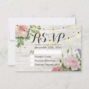 Russe Mariage Floral Bois Chaîne Lumière RSVP Répo