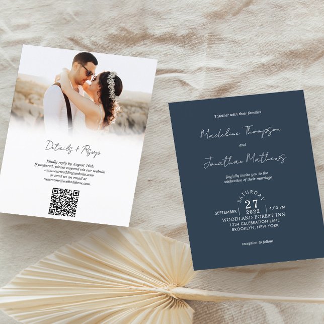 Russe Marine Bleu Photo Budget Mariage QR Code Rsv (Créateur téléchargé)