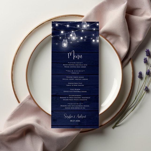 Russe Marine Bois Mason Jarres Light Flat Menu (Créateur téléchargé)