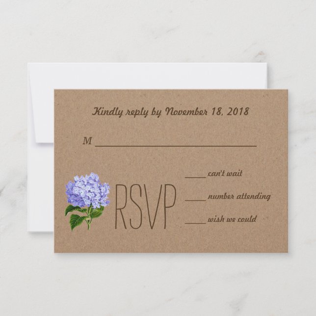 Russe Pays Kraft Papier bleu Hydrangea RSVP (Devant)