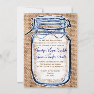 Russe Pays Mason Jar Burlap Faire-part de mariage