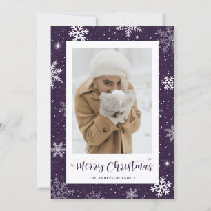 Russe Pays Purple Burlap Photo Cartes de Noël