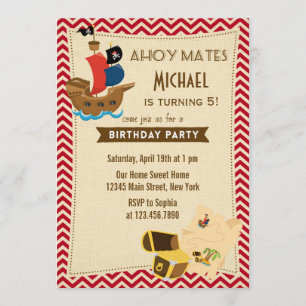 Russe Pirate Ship Invitation Rouge