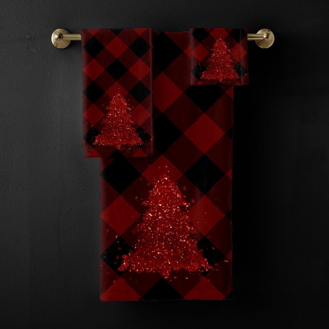 Russe Red Christmas Tree Moderne Plaid Holiday (Créateur téléchargé)