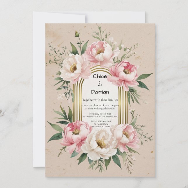 Russe romantique Boho Faire-part de mariage (Devant)