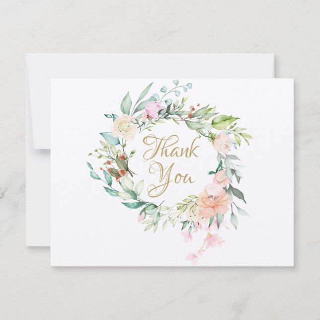 Russe Rose Garland Business Carte de remerciements (Devant)