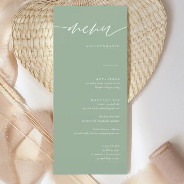 Russe Sage Green Calligraphie Mariage Cartes de me (Créateur téléchargé)