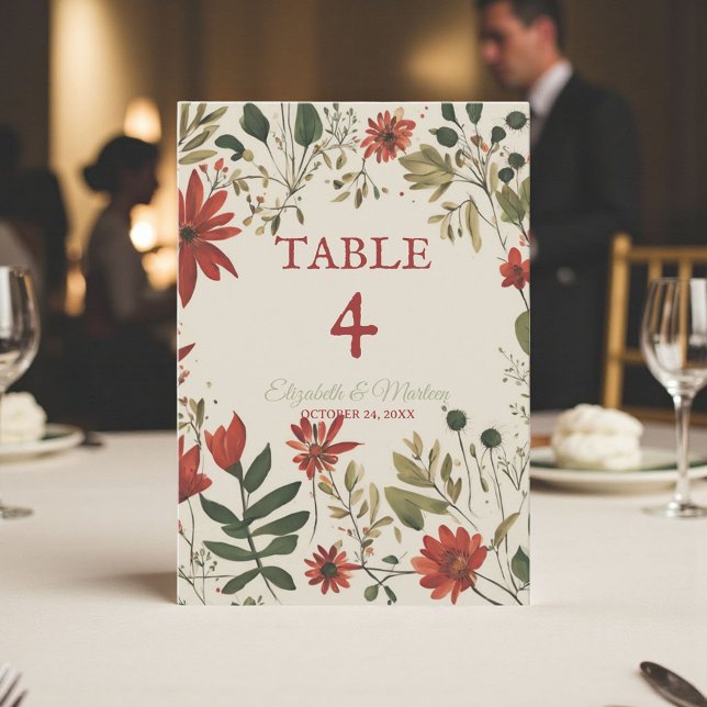 Russe Sage Vert & Bourgogne Rouge Floral Automne (Créateur téléchargé)