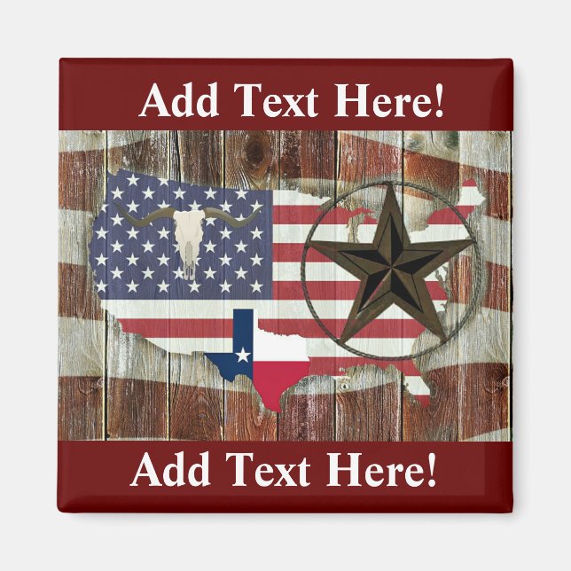 Russe Texas Lone Star Texas Long Horn Magnet (Devant)