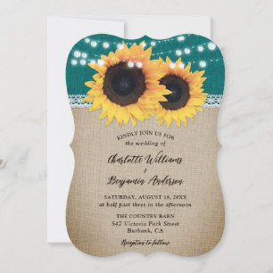 Russe Turquoise Burlap Faire-part de mariage de to