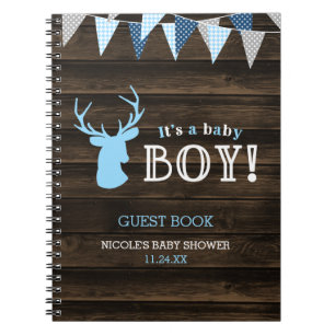 Russe Wood Blue Deer Boy Baby shower livre d'hôte