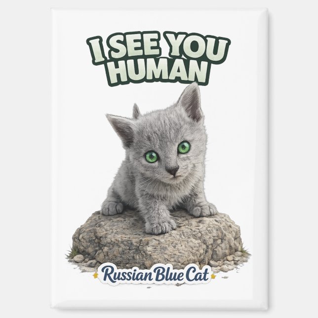Russian Blue Cat Magnet (Recto)