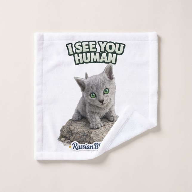 Russian Blue Cat Towel Set (Gant de toilette)