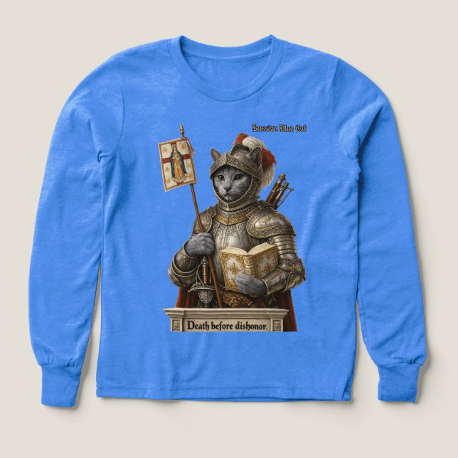 Russian Blue Conquistador Cat – Honor & Legacy (Motif recto)