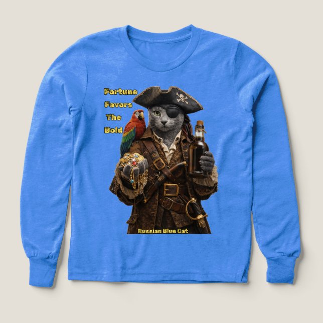 Russian Blue Pirate Cat – Fortune Favors The Bold (Motif recto)