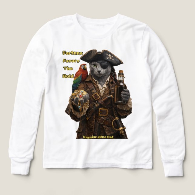 Russian Blue Pirate Cat – Fortune Favors The Bold (Motif recto)