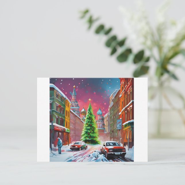Russie, Moscou, Carte postale de Noël d'hiver 010 (Debout devant)