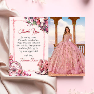 Russie rose Carte de remerciements de Quinceanera