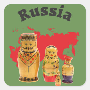 Russie - Russia Babouchka Matrjoschka Autocollants